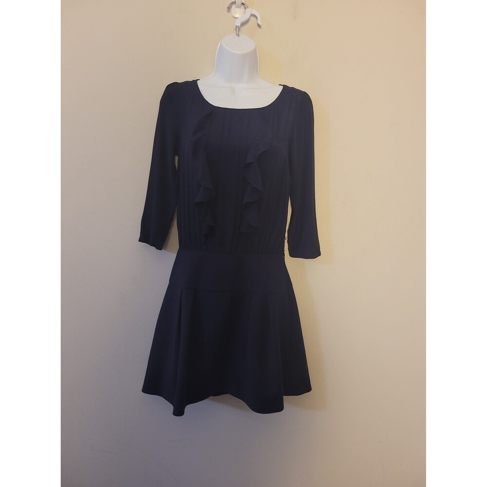 Patrizia Pepe Navy Mix Media Mini Dress Sz 40 US 4 Preppy Event Going Out